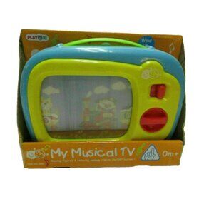 Vintage Play Go  My Musical Tv Wind Up Moving Screen With Handle